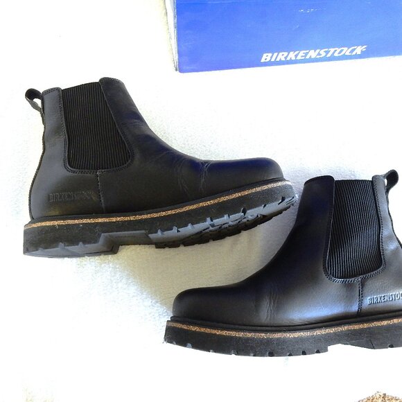 Women's Birkenstock Boots Highwood black leather chelsea 38 7-8 WORN 1X - Picture 4 of 16